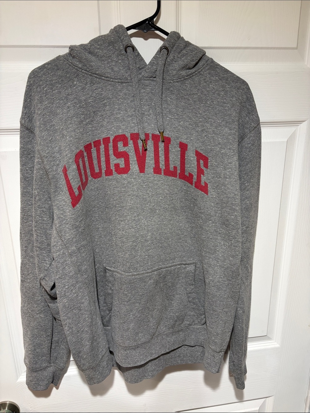 Gray Crewneck Sweatshirt with Red 'Louisville' Chest Print - Men